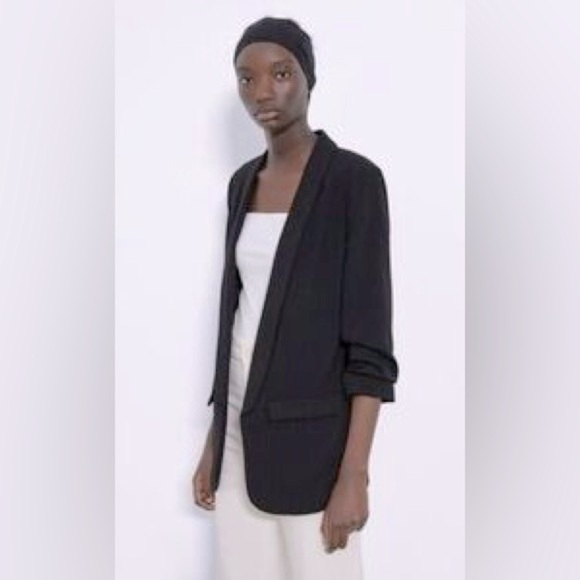 Babaton Aritzia Black Serif Collared Open Face Exposed Blazer Jacket - Picture 6 of 9